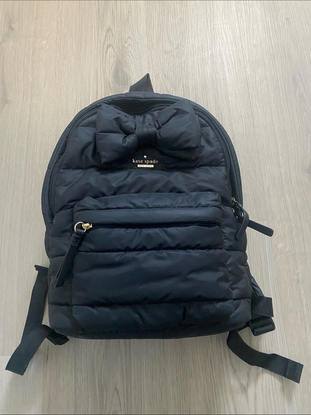 kate spade Black Quilted Mini Backpack with Top Bow Accent